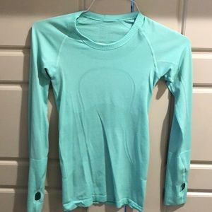 Swiftly tech long sleeve in Teel, size 2